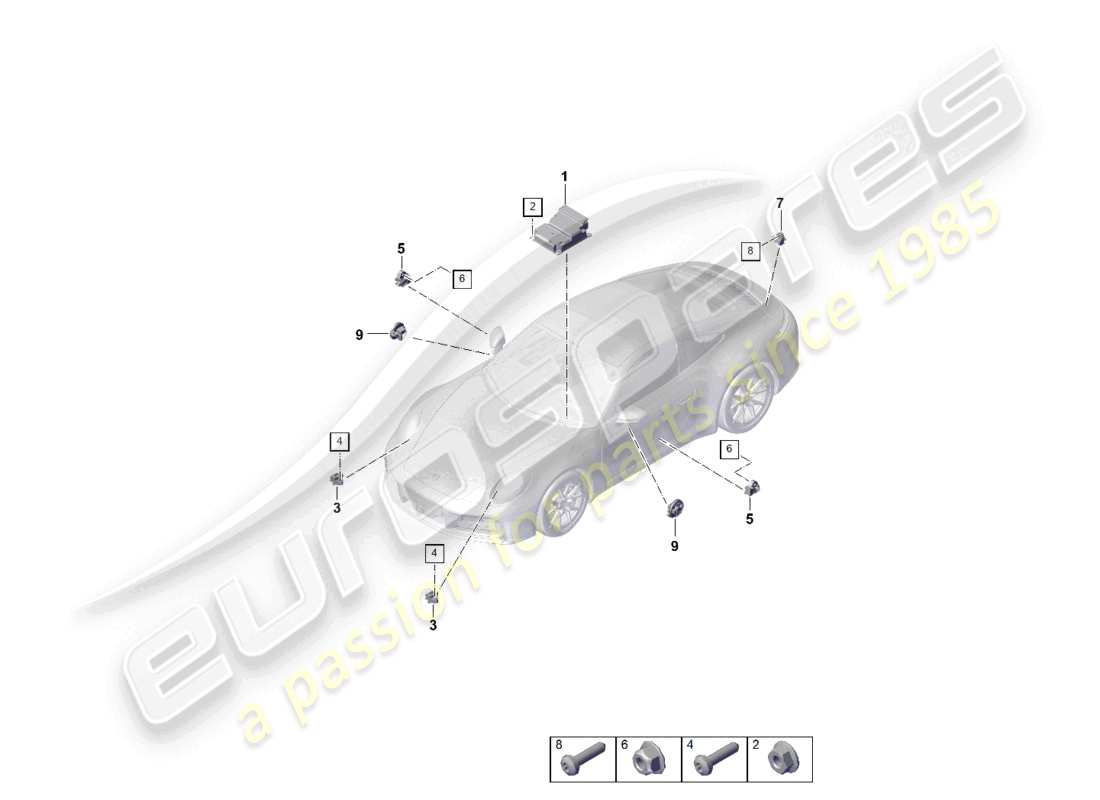 porsche 2025 (992-2) control unit for airbag crash sensor for airbag pedestrian protection parts diagram