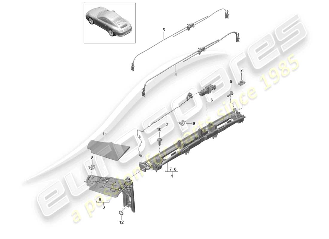 porsche 2022 (992-1) flap side actuator part diagram