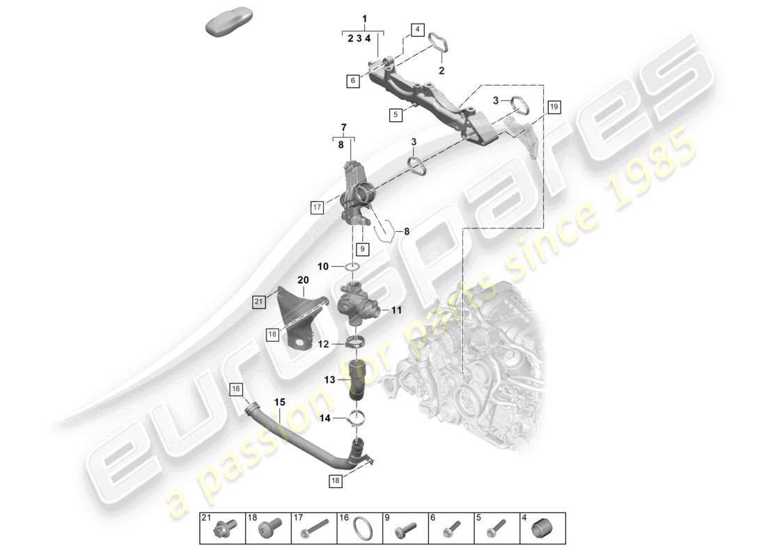 porsche 2025 (992-2) assembly carrier coolant pipe parts diagram