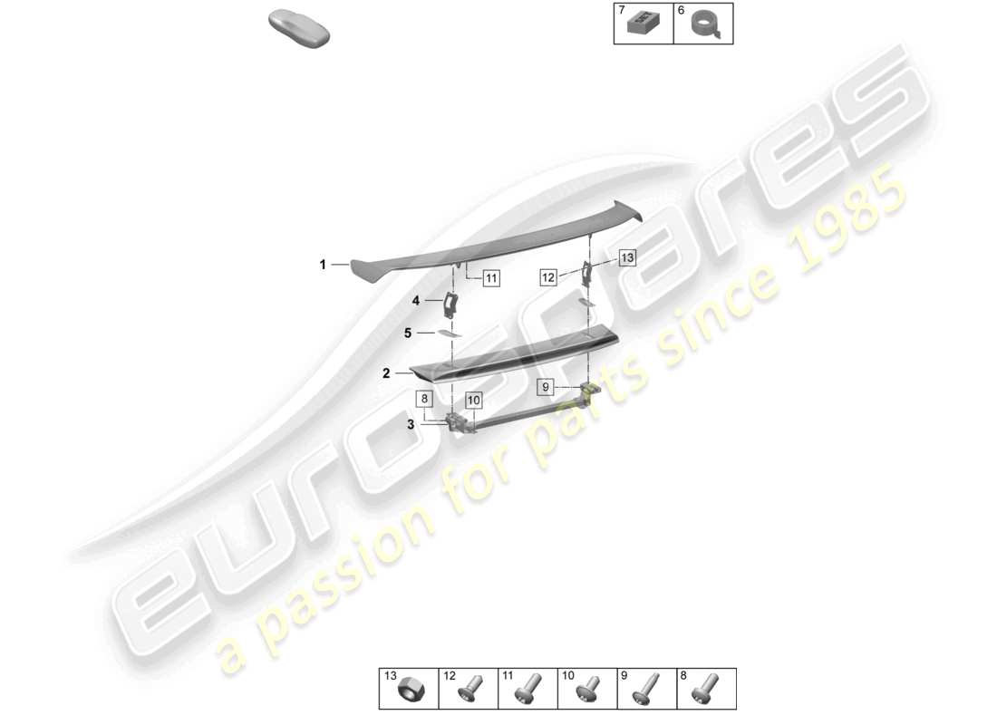 porsche 2025 (taycan 9j1-2) rear spoiler parts diagram