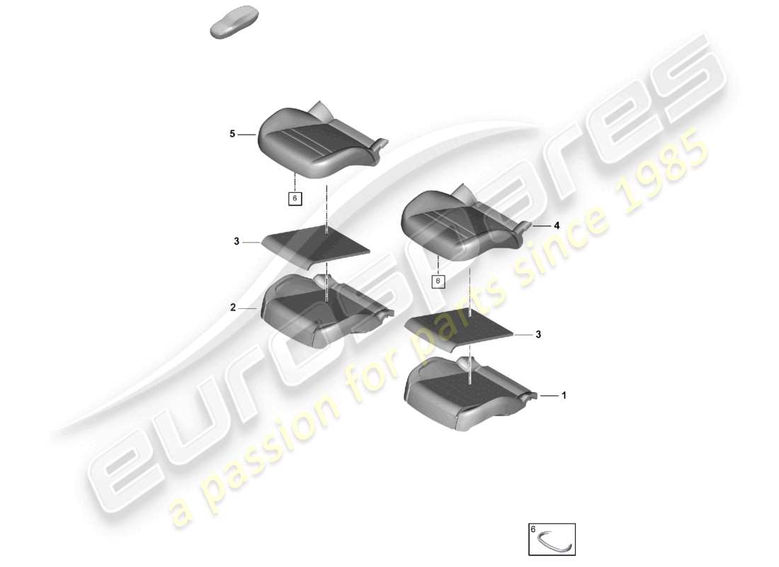 porsche 2024 (cayenne e3 pa) foam part seat cushion standard seat part diagram