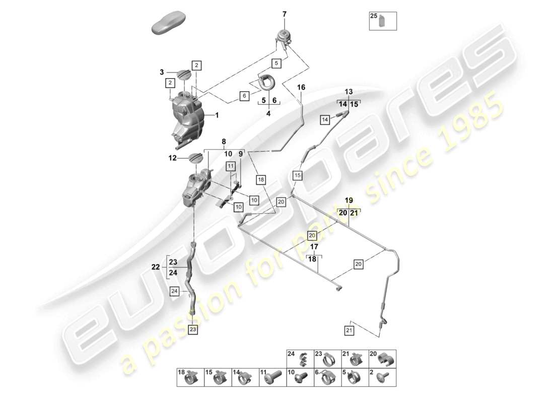 porsche 2021 (panamera 971-2) coolant cooling system coolant expansion tank breather line for vehicles with hybrid drive part diagram