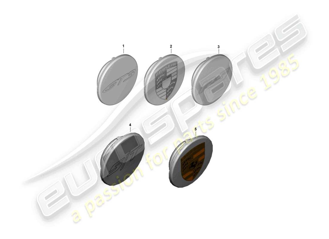 porsche 2025 (992-1 gt3/rs/st) hub cap parts diagram