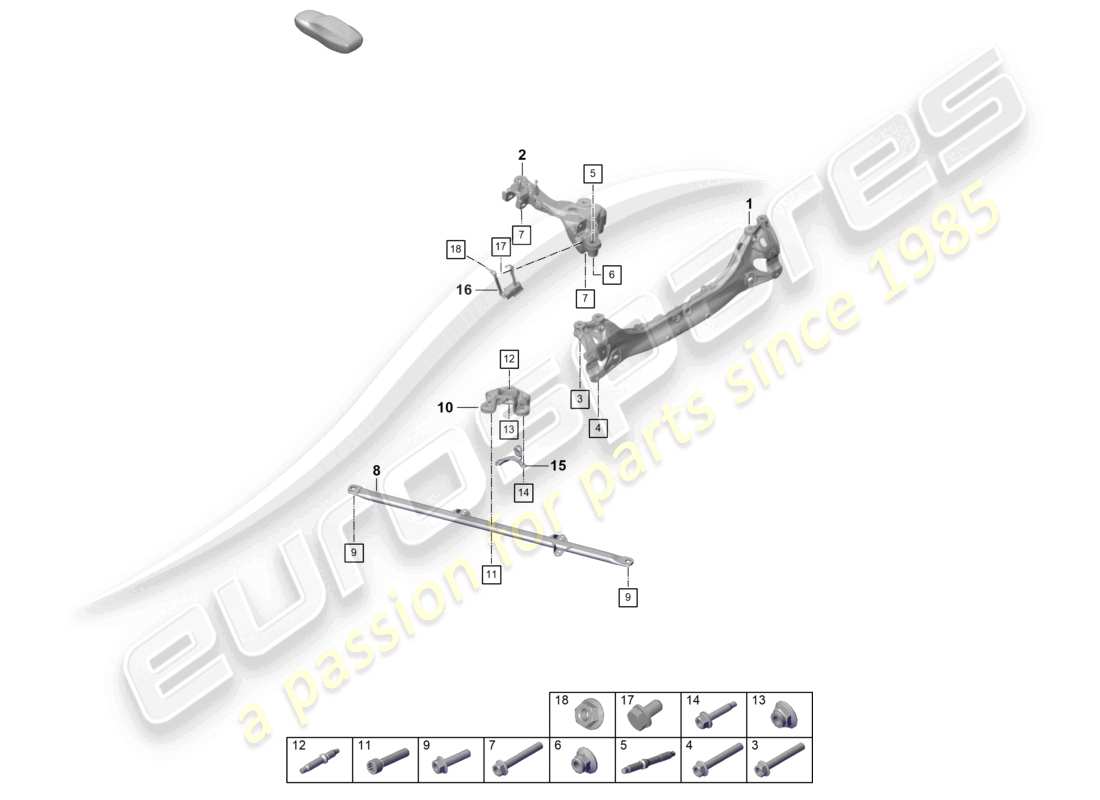 porsche 2023 (992-1) rear axle cross member parts diagram