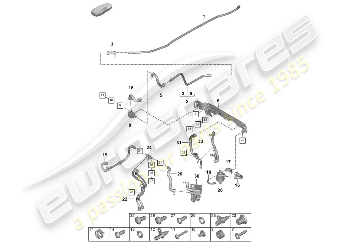 porsche 2024 (992-2) coolant cooling system engine heater part diagram