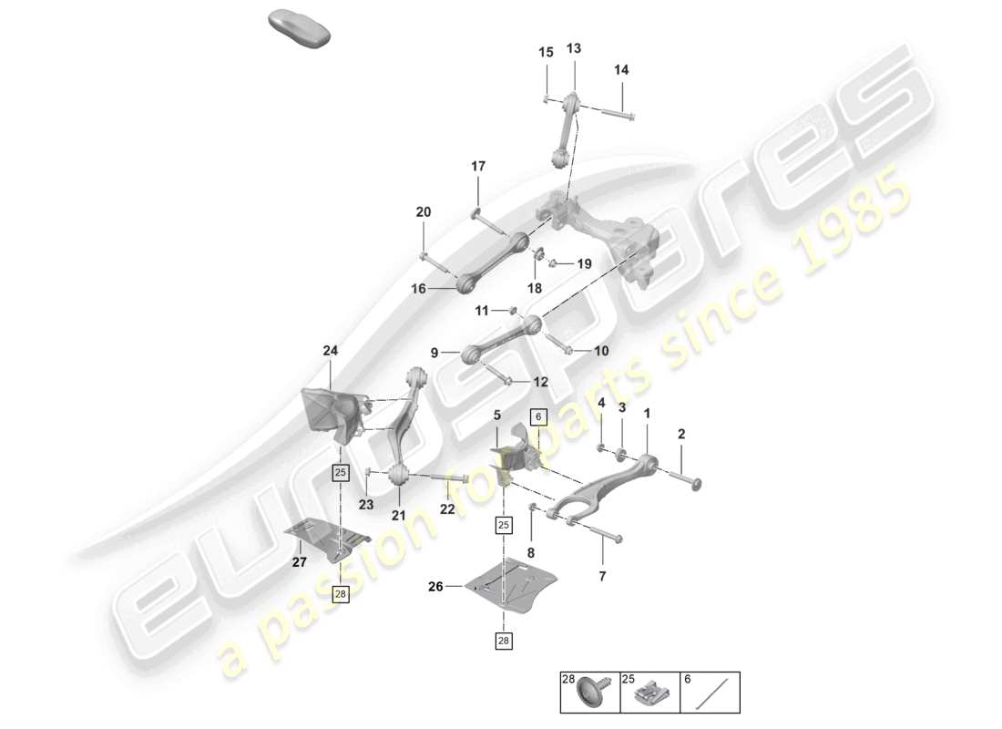 porsche 2024 (992-2) rear axle wishbone part diagram