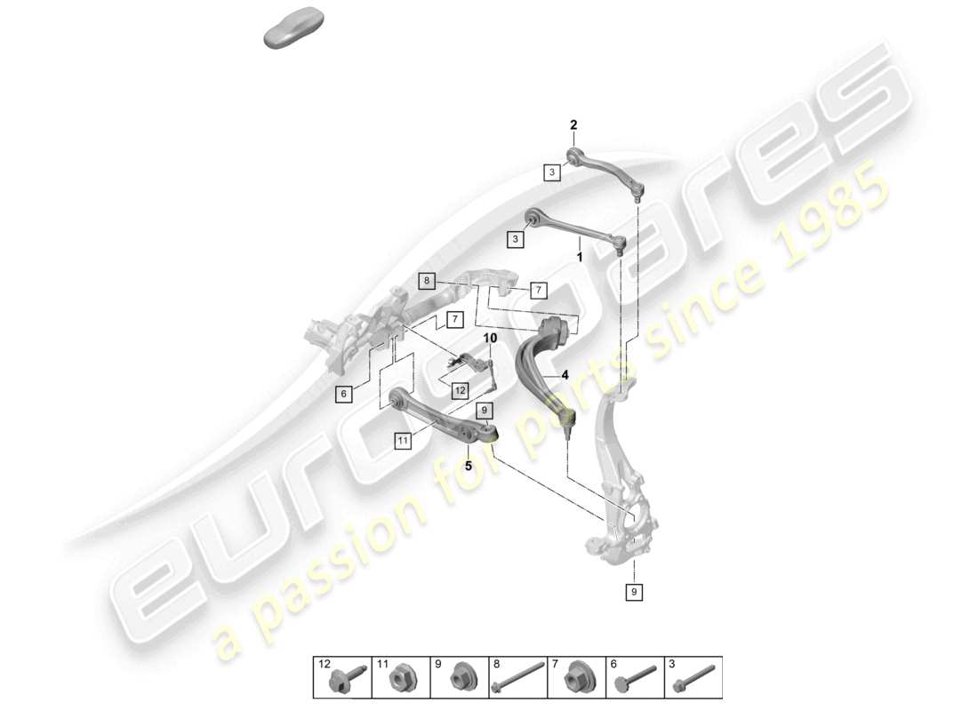 porsche 2026 (cayenne e3 pa) wishbone front axle part diagram