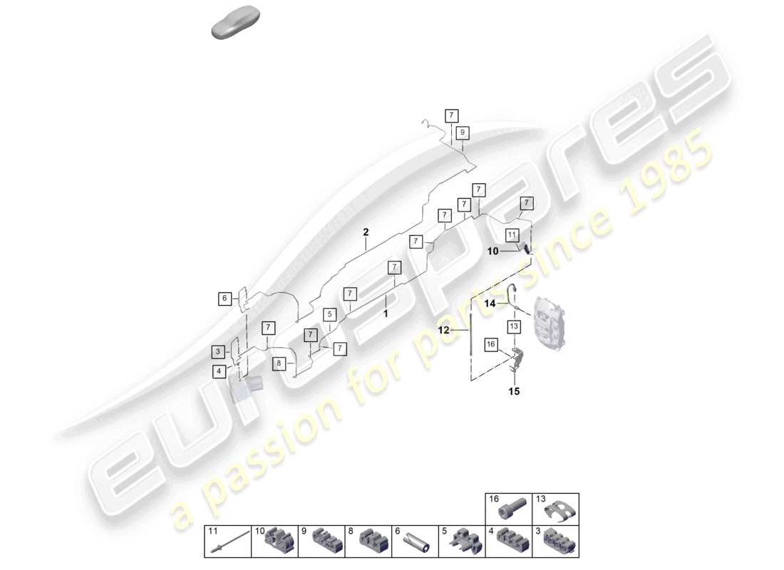porsche 2026 (cayenne e3 pa) brake line underbody and rear axle part diagram
