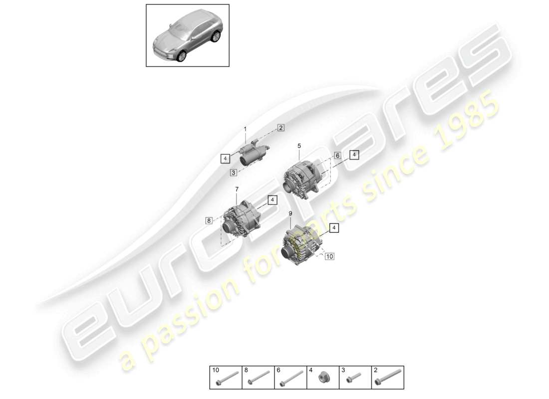 porsche 2023 (macan) starter alternator part diagram