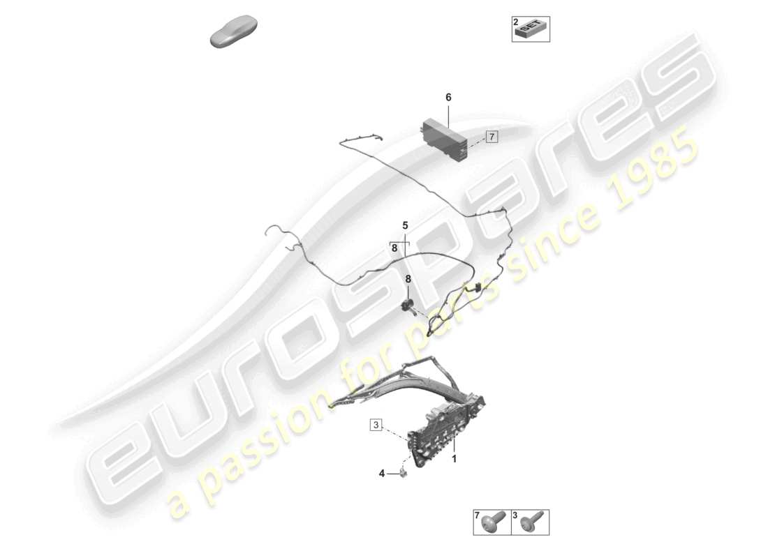 porsche 2025 (992-2) top frame side individual parts and electrical parts parts diagram