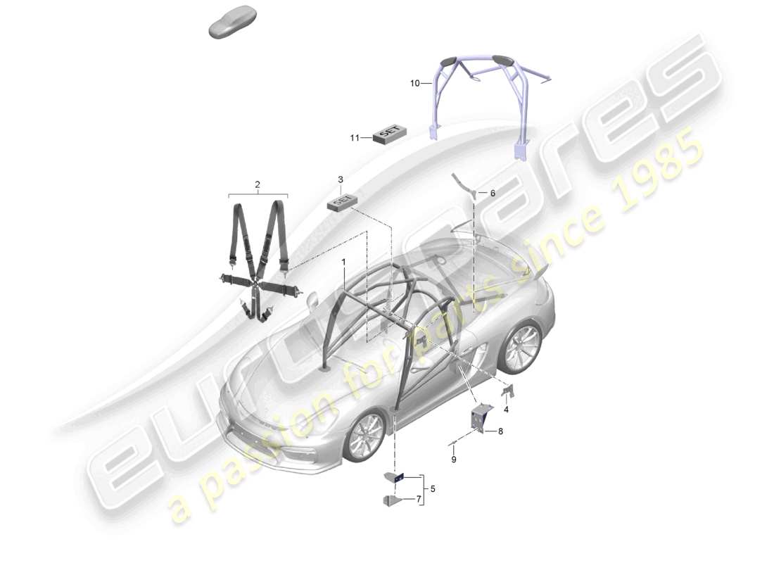 porsche 2020 (718 cayman gt4) accessories club sport part diagram