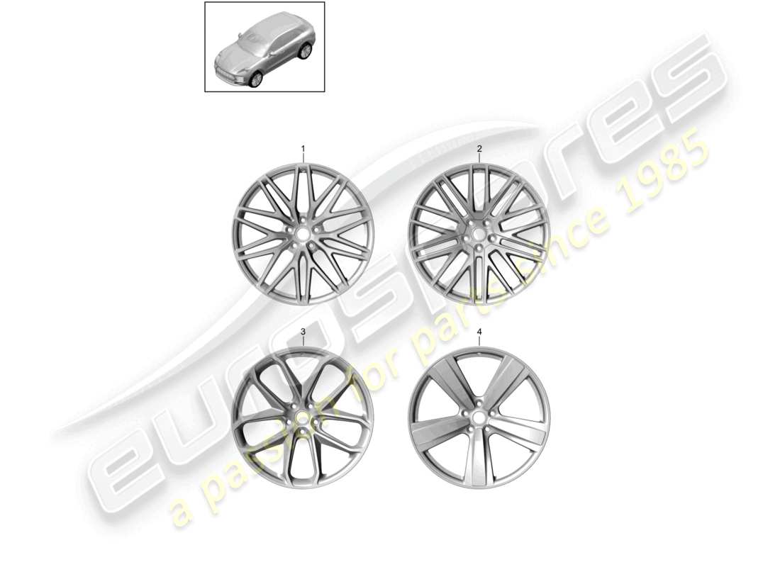 porsche 2024 (macan) alloy wheel 21 part diagram