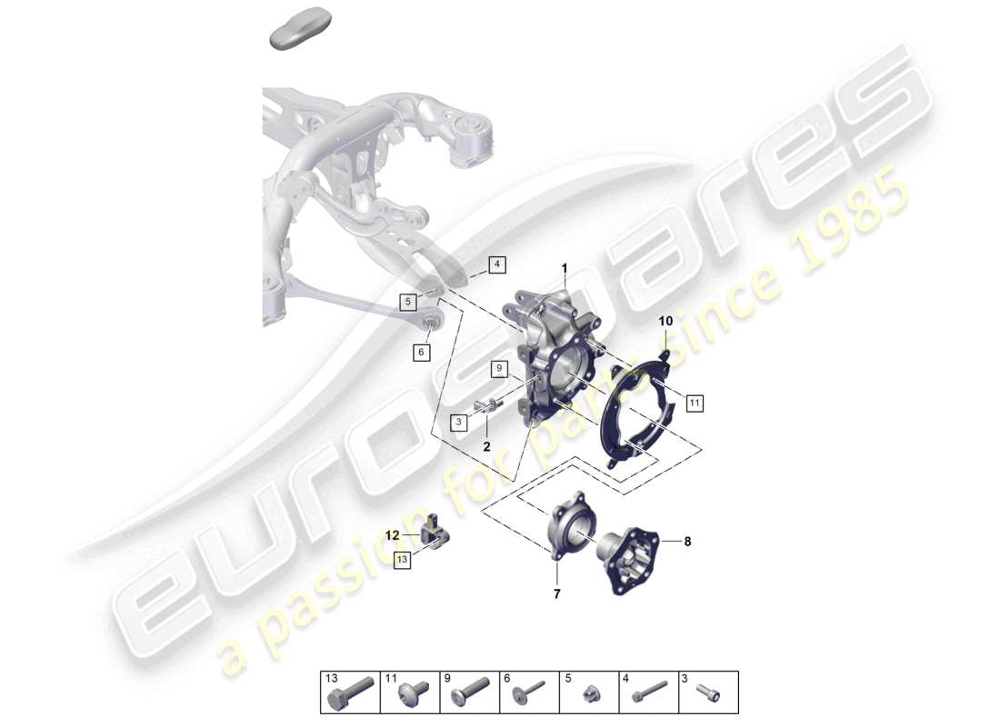 porsche 2024 (cayenne e3 pa) wheel carrier wheel hub part diagram