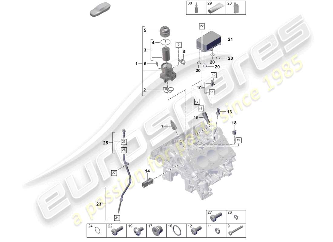 porsche 2025 (cayenne e3 pa) oil filter console oil cooler part diagram