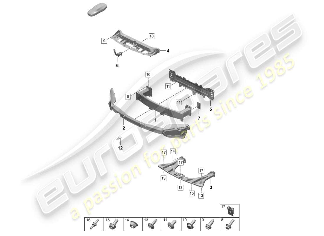 porsche 2025 (taycan 9j1-2) bumper carrier front crash reinforcement taycan cross turismo turbo taycan cross turismo turbo s parts diagram