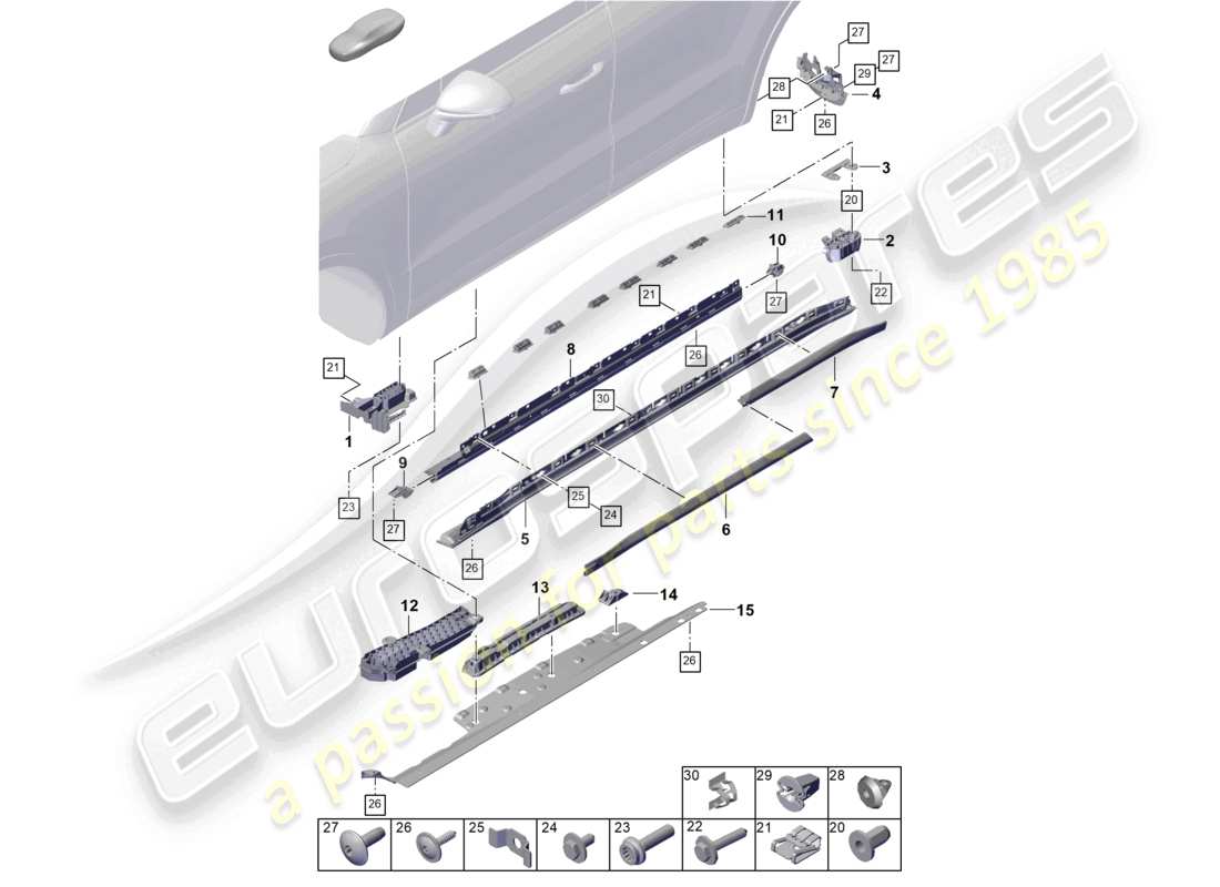 porsche 2024 (cayenne e3 pa) side member trim offroad accessories part diagram