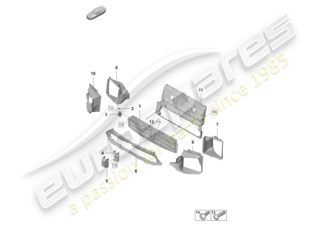 porsche 2021 (panamera 971-2) air guide and disc pack turbo part diagram