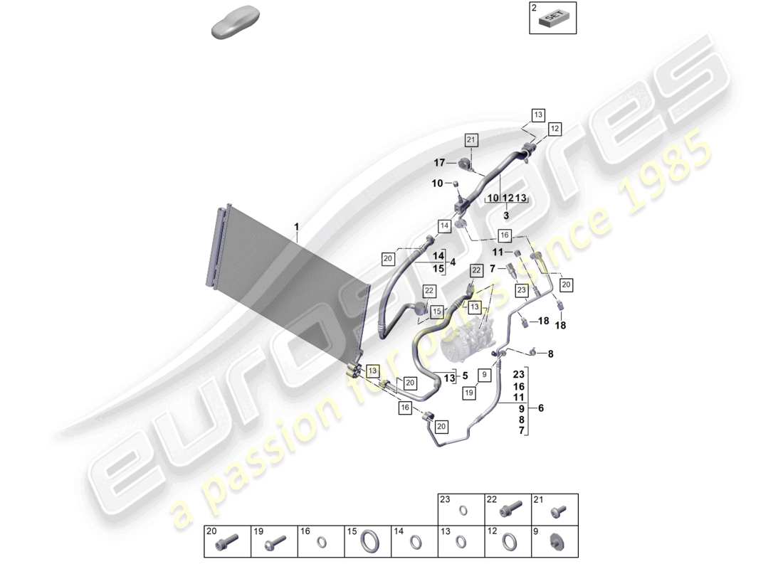 porsche 2024 (panamera 976) air conditioning refrigerant circuit part diagram