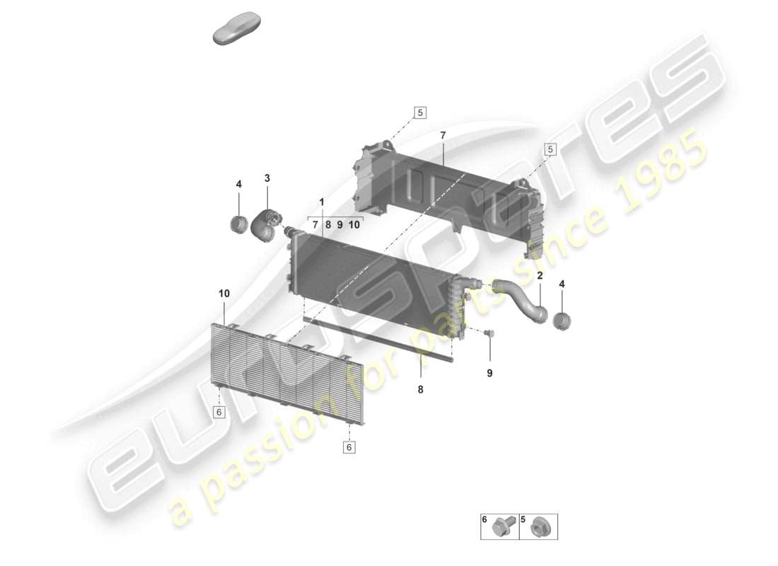 porsche 2025 (992-2 turbo / s) cooler for coolant front center for vehicles with additional coolant radiator parts diagram