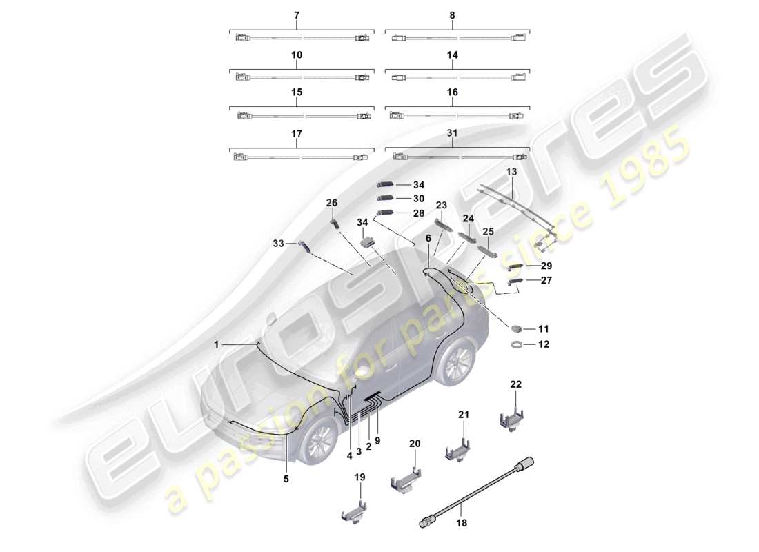porsche 2024 (cayenne e3 pa) aerial connection line aerial amplifier part diagram