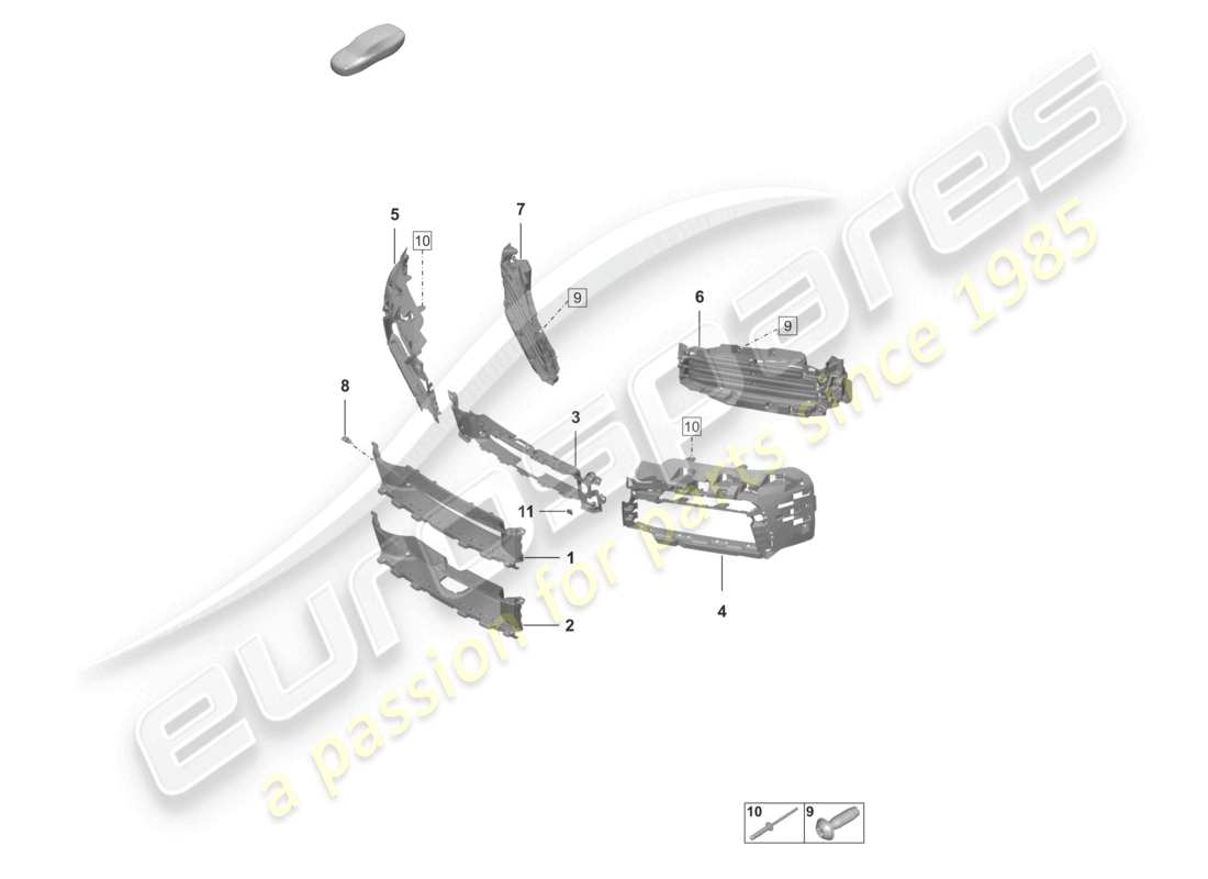 porsche 2024 (992-1) air guide front bumper part diagram