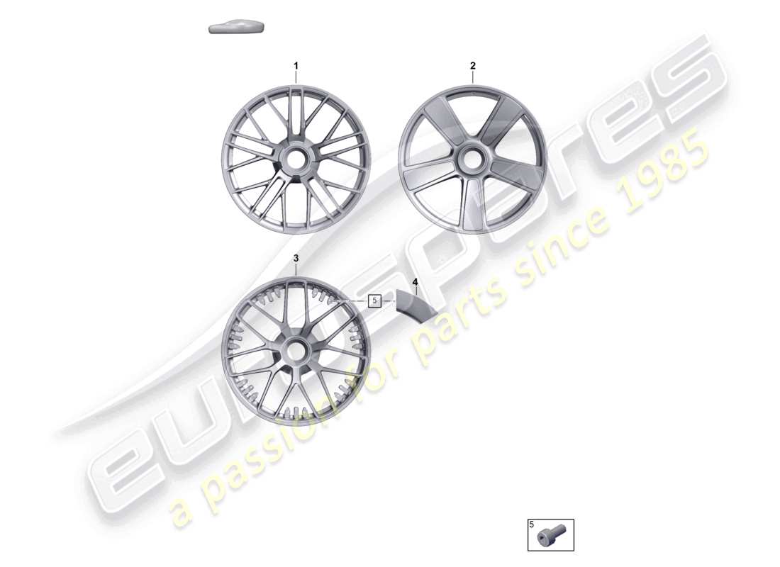 porsche 2024 (992-2) alloy wheel with central locking part diagram