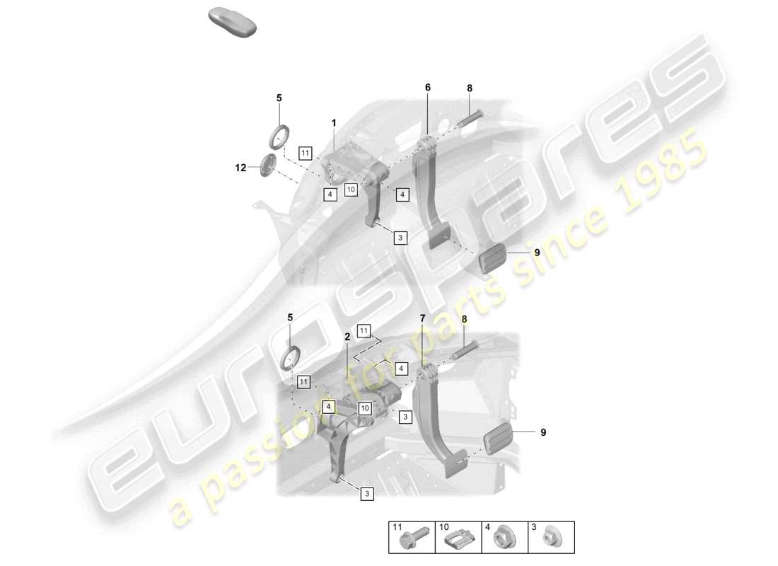 porsche 2020 (992-1 turbo / s) brake pedal for 8-speed automatic gearbox parts diagram