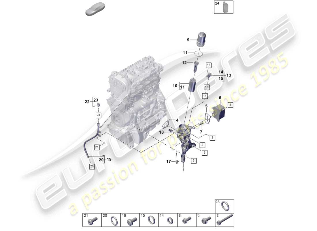 porsche 2026 (cayenne e3 pa) oil filter console oil cooler part diagram