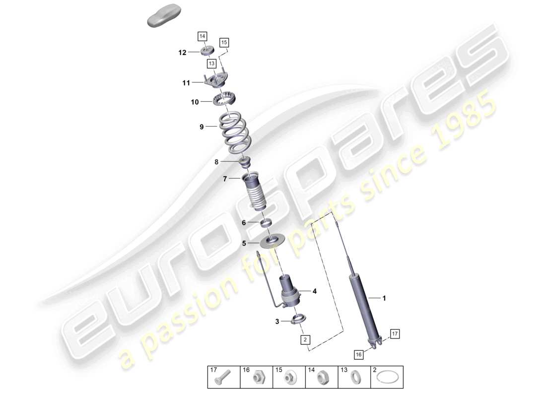 porsche 2023 (992-1) suspension shock absorbers for vehicles with adaptive suspension parts diagram