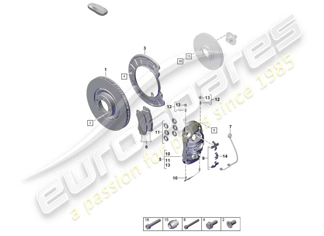 porsche 2025 (992-2) disc brake gts front axle parts diagram
