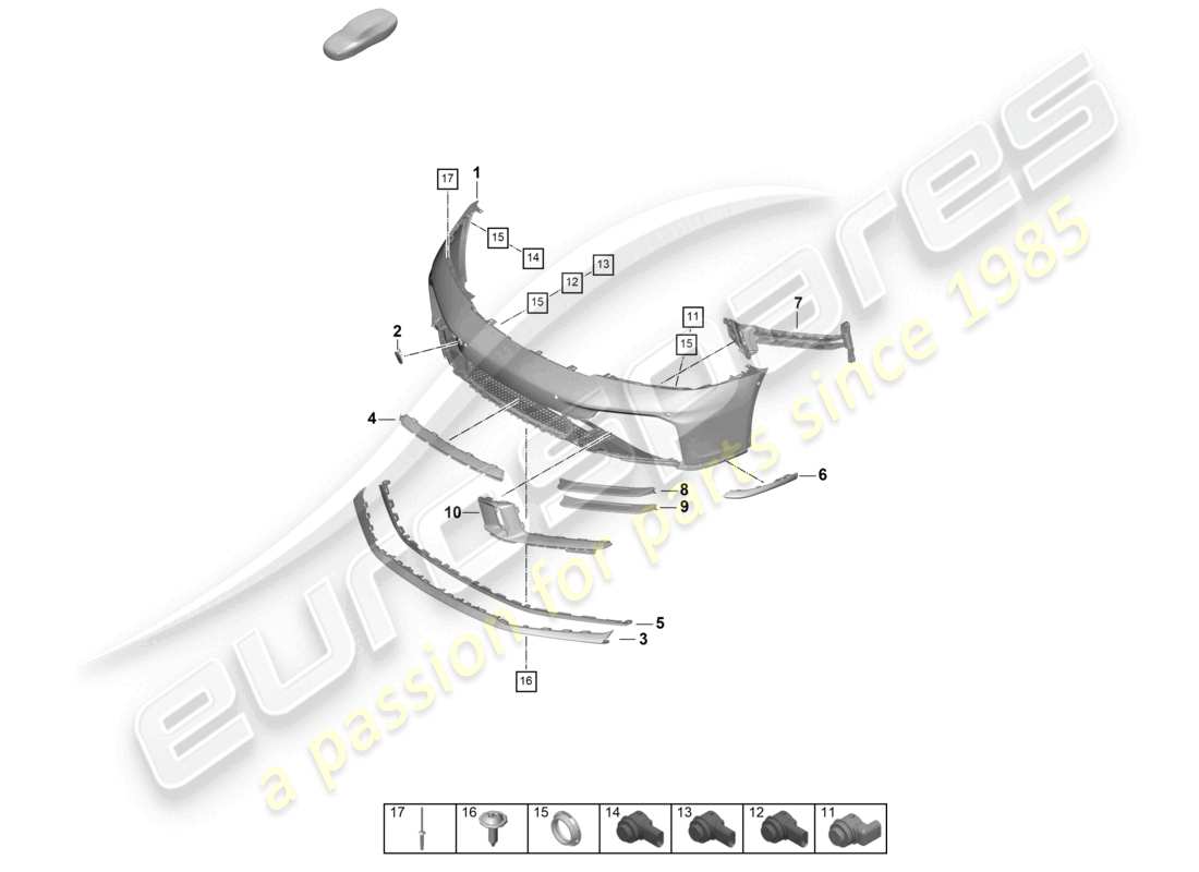porsche 2025 (992-2) bumper front sport design package parts diagram