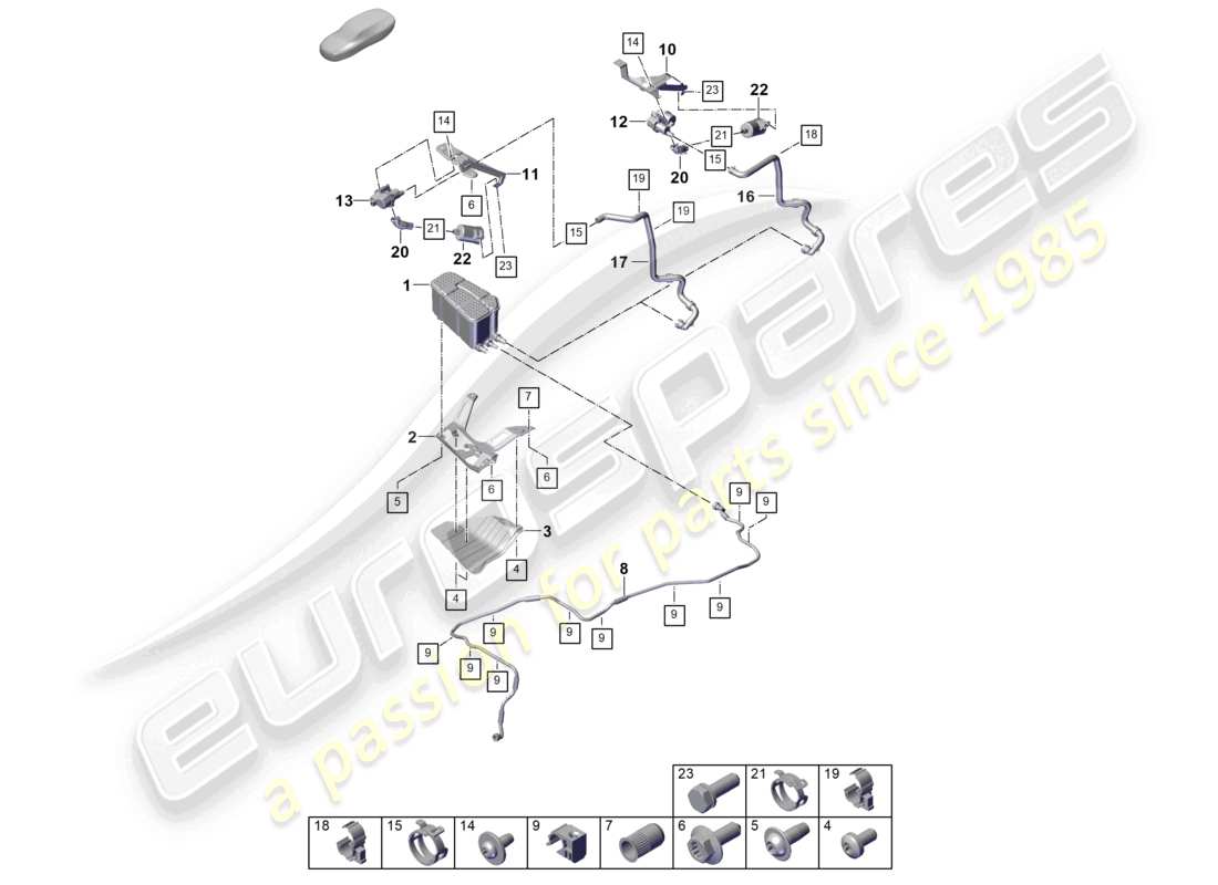 porsche 2024 (cayenne e3 pa) activated charcoal container part diagram