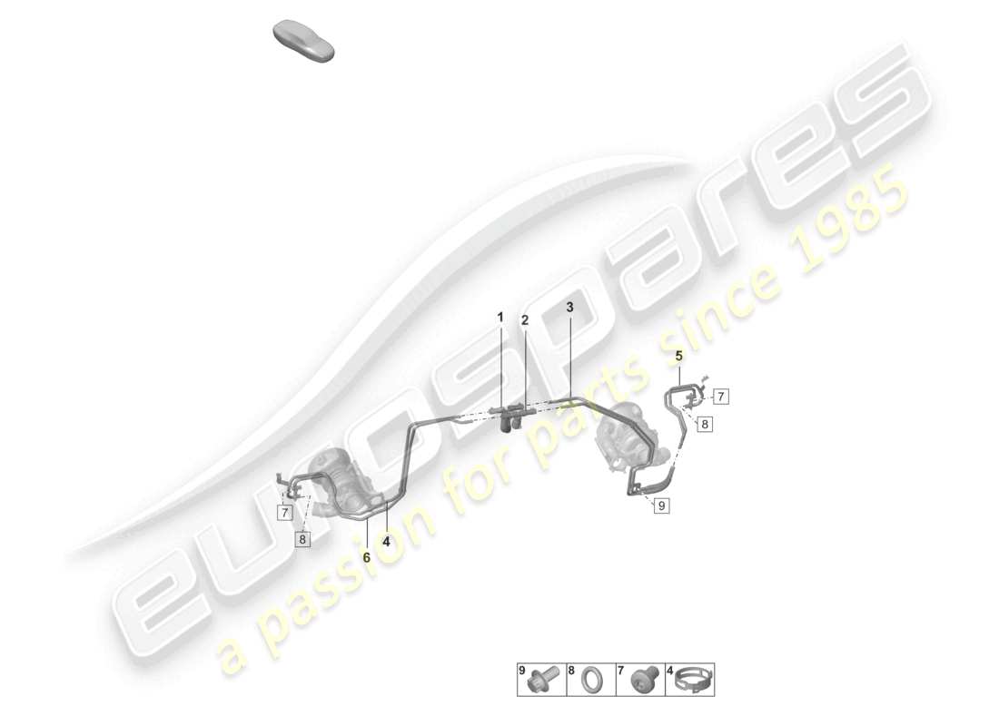 porsche 2024 (992-2) exhaust gas turbocharger coolant pipe part diagram