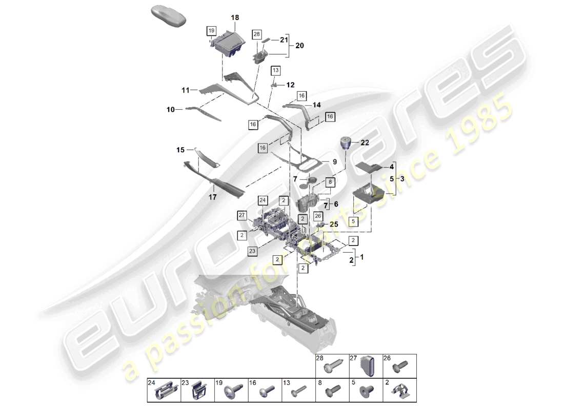porsche 2024 (cayenne e3 pa) centre console upper part diagram