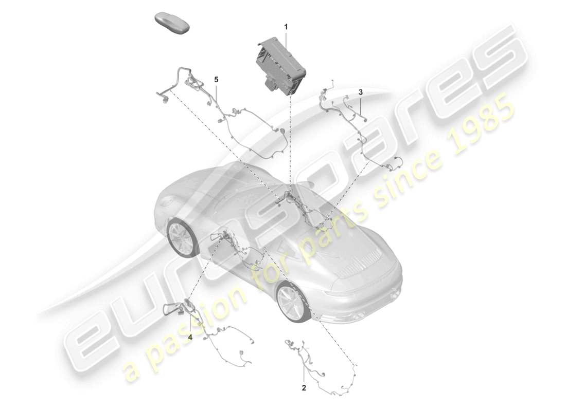 porsche 2025 (992-2) doors control units wiring looms parts diagram