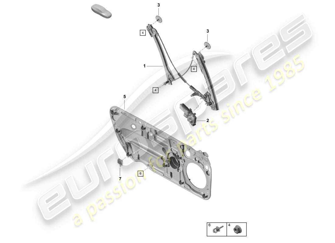 porsche 2021 (718 boxster spyder) window regulator parts diagram