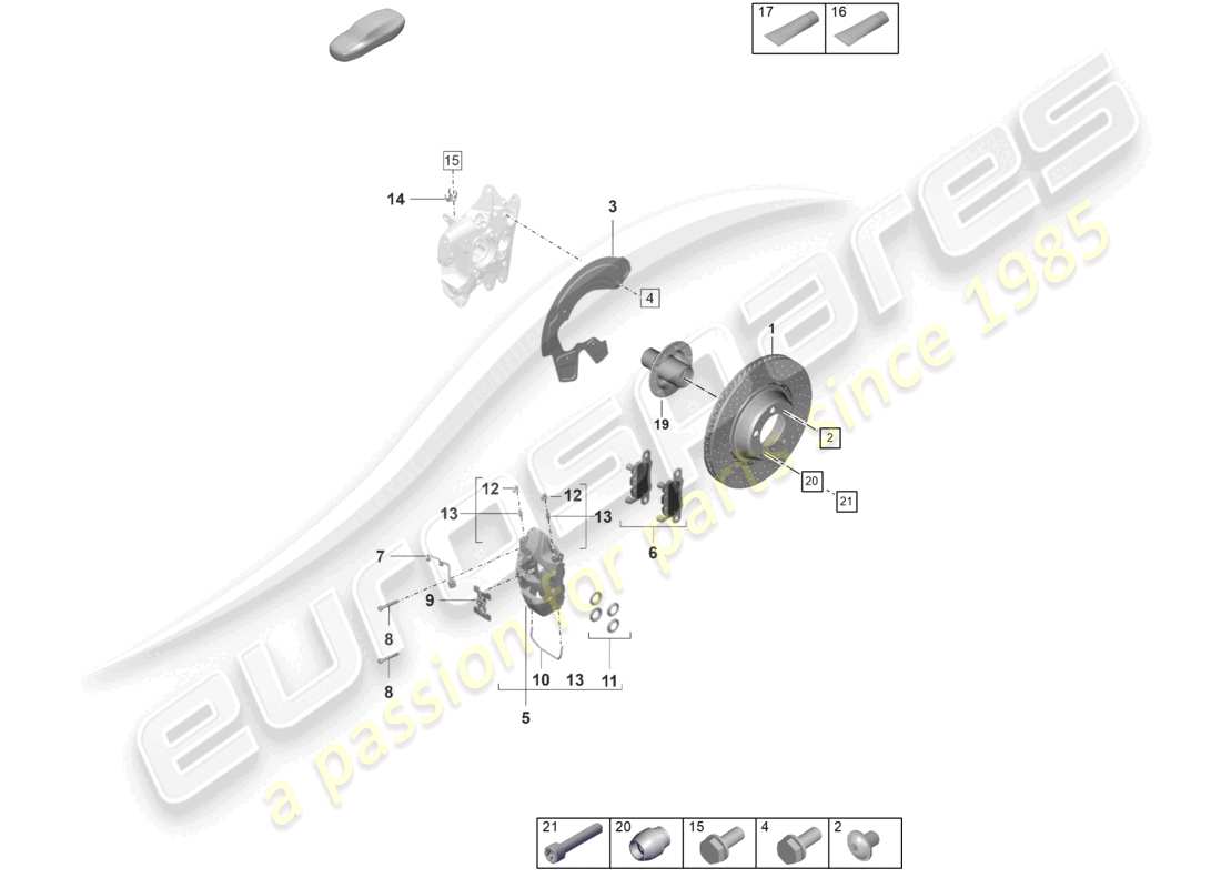 porsche 2025 (992-1 gt3/rs/st) disc brake pccb rear axle parts diagram