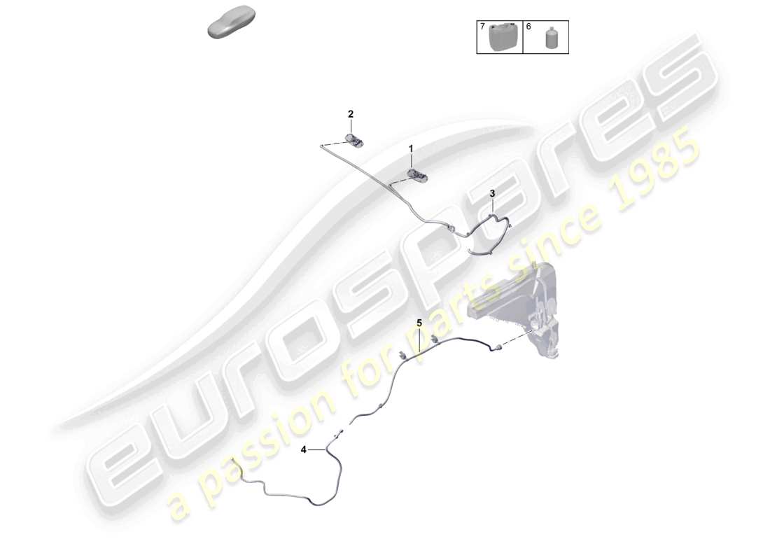 porsche 2024 (cayenne e3 pa) hose line for washer water water jet part diagram