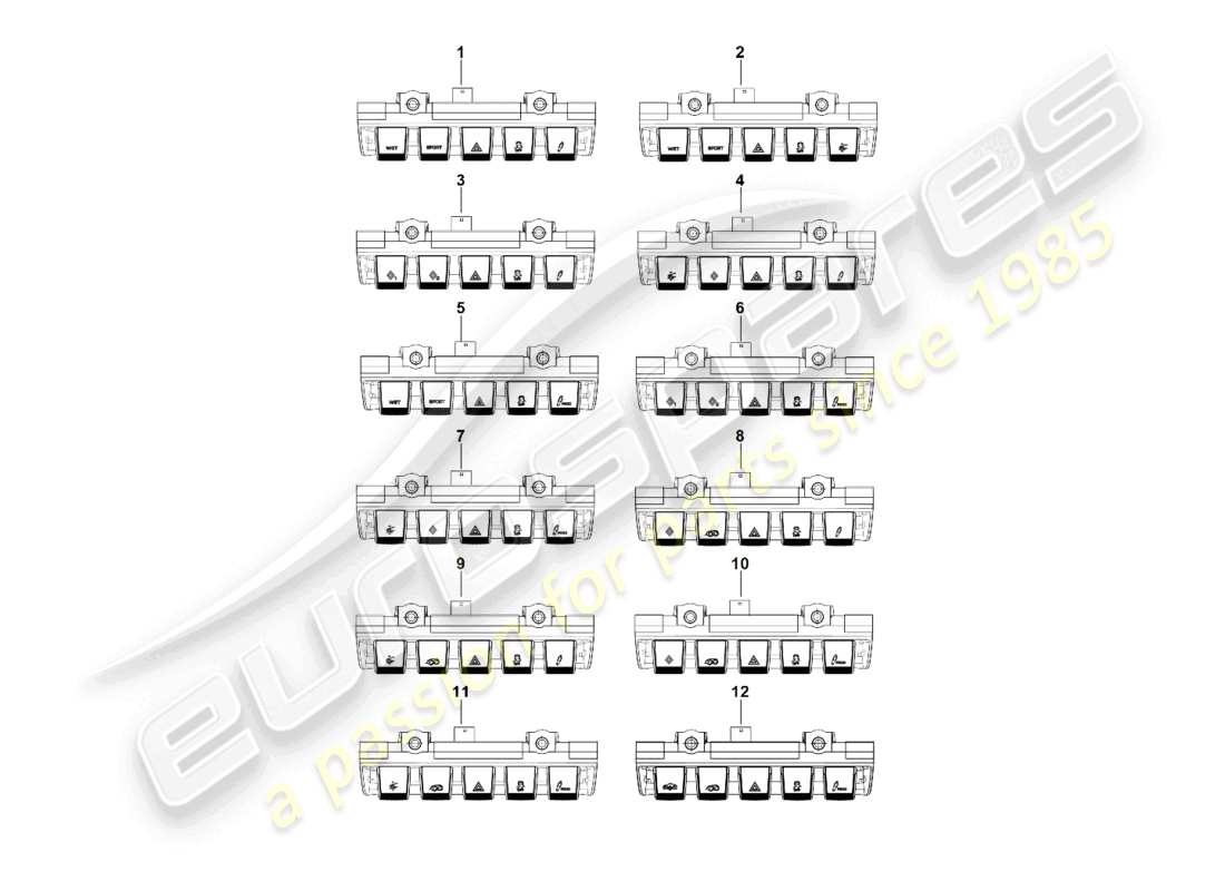 porsche 2023 (992-1) switch module dashboard parts diagram