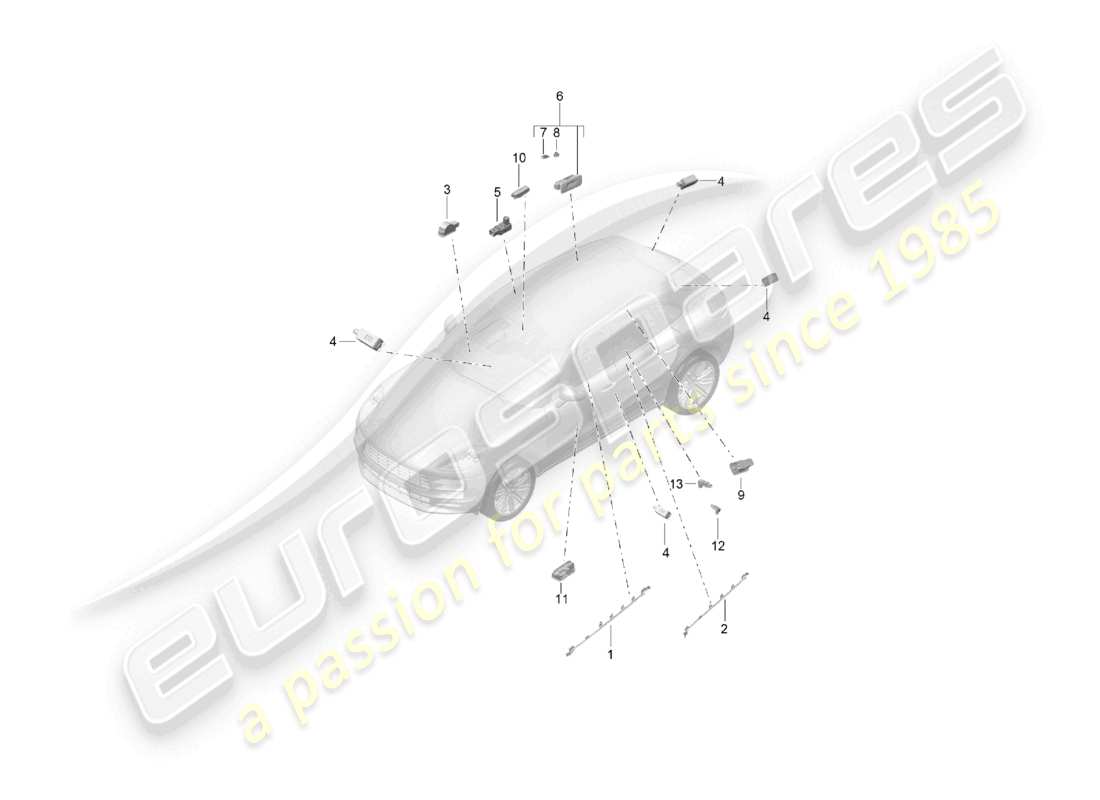 porsche 2022 (macan) interior light luggage compartment lamp door warning light footwell light part diagram