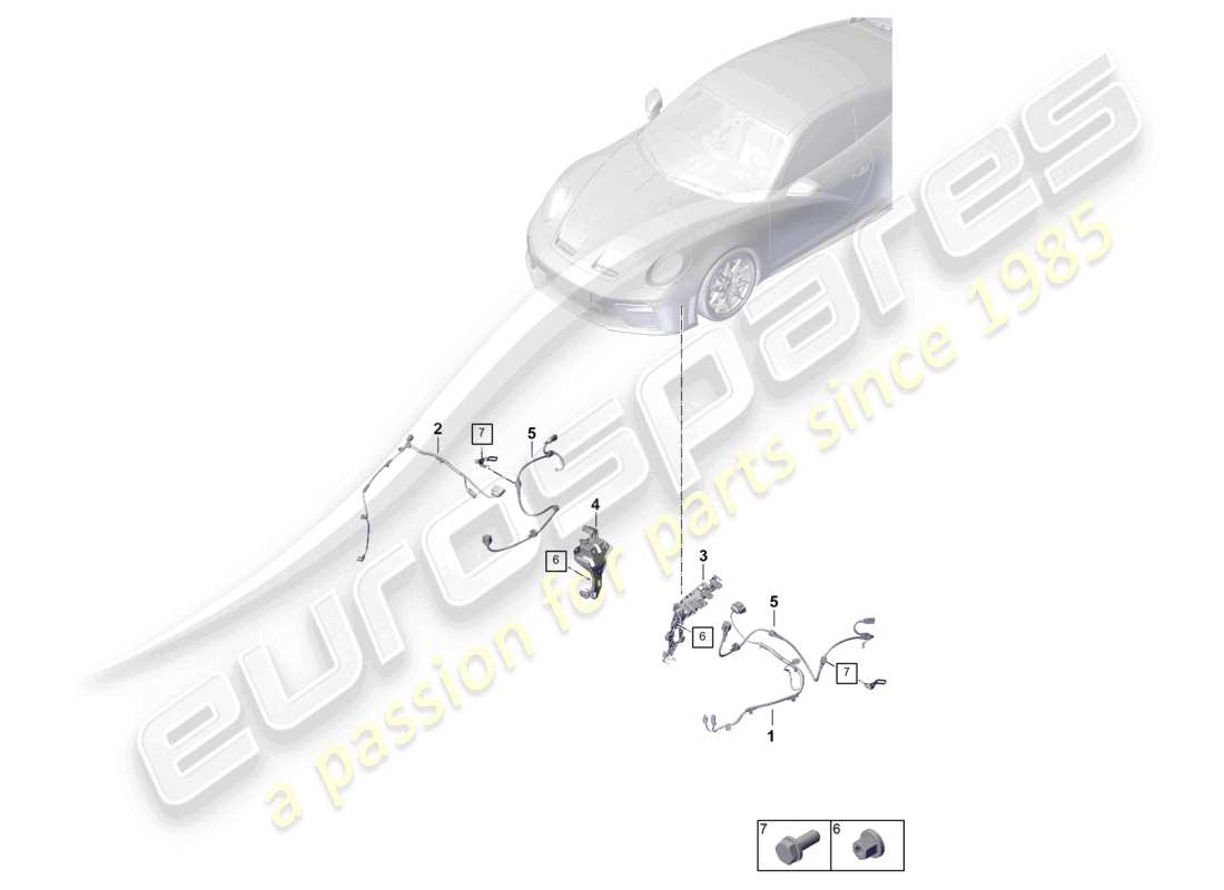 porsche 2026 (992-2 gt3) wiring set for bumper wiring set for the front end wiring harness for anti-lock brakesystem -abs- parts diagram