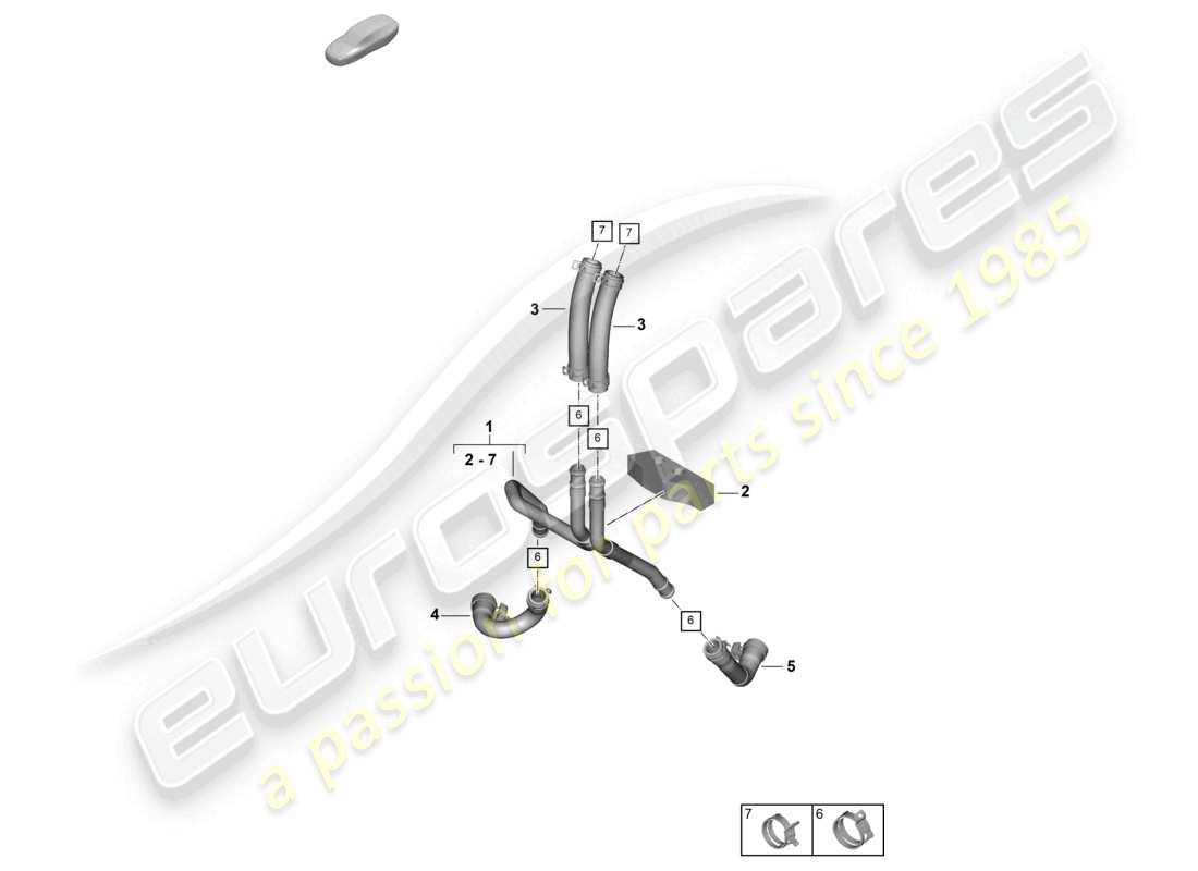 porsche 2025 (992-2) heating, air cond. system coolant pipe parts diagram