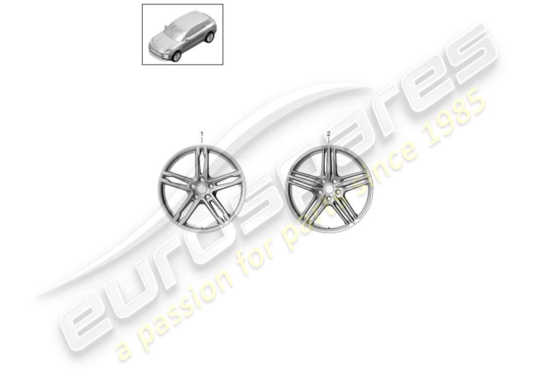 porsche 2021 (macan) alloy wheel 19 part diagram
