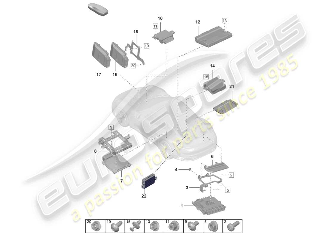 porsche 2023 (992-1) control units parts diagram