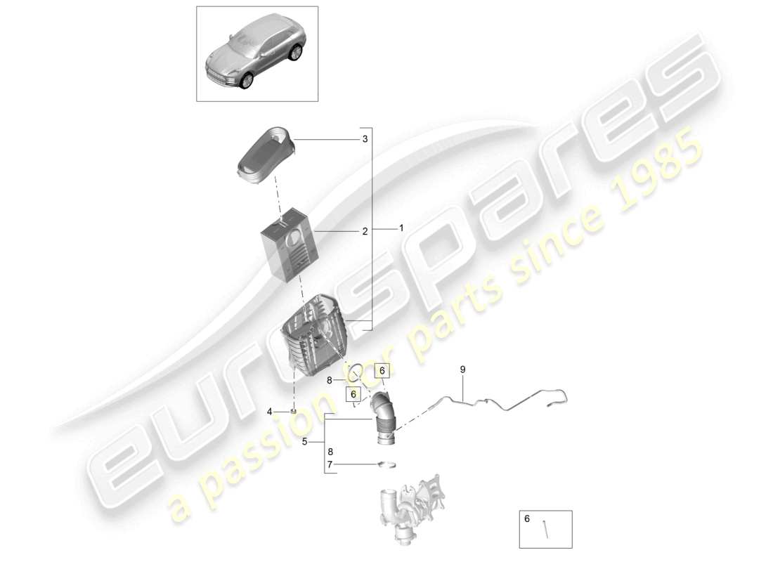 porsche 2023 (macan) air filter element air filter housing part diagram
