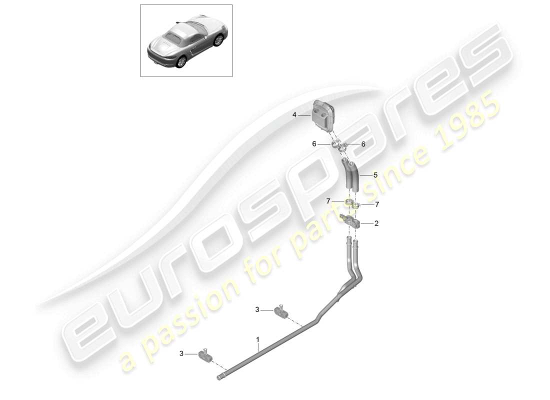 porsche 2021 (718 boxster) heater supply pipe return line parts diagram