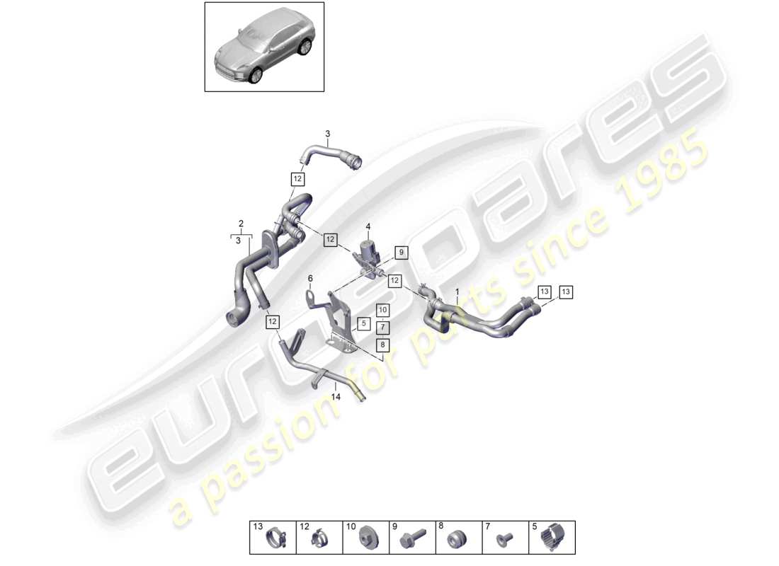 porsche 2021 (macan) heater r4 2,0l tfsi water box for models with supplementary heater d - mj 2020>> part diagram
