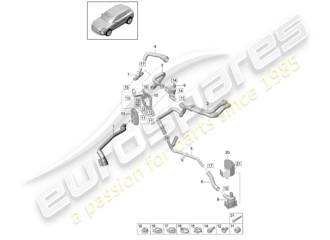 porsche 2023 (macan) heater r4 2,0l tfsi water box lhd part diagram