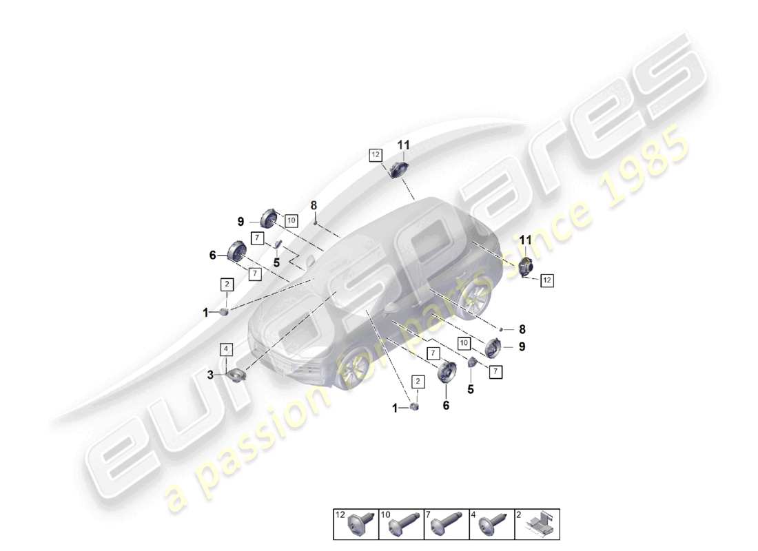 porsche 2023 (cayenne e3 pa) loudspeaker part diagram
