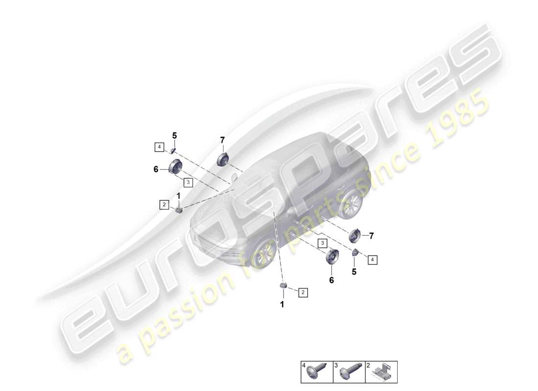 porsche 2023 (cayenne e3 pa) loudspeaker part diagram